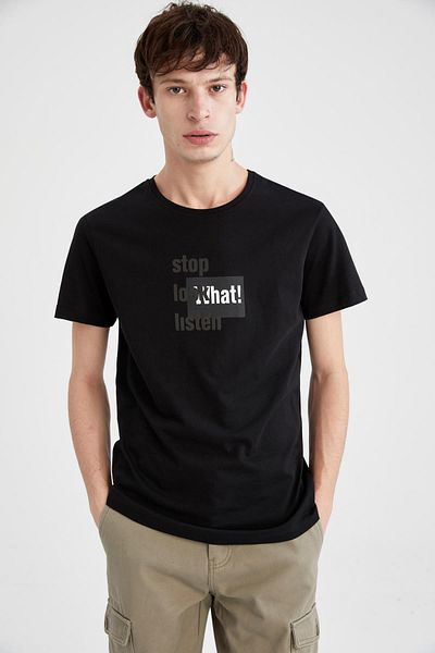 DeFacto T-shirt με στάμπα με λαιμόκοψη με λεπτή εφαρμογή