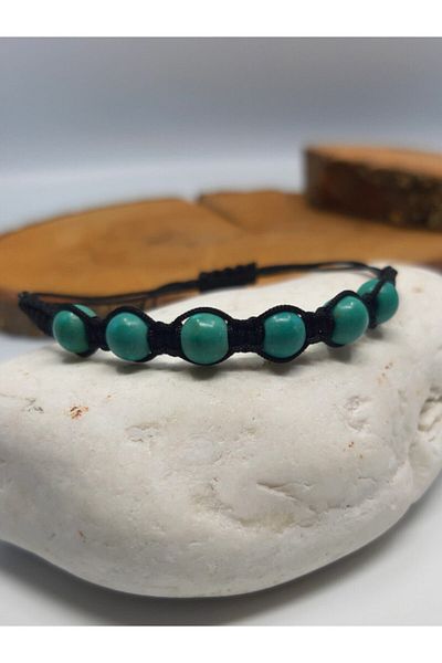 Suerte Accessories برج الجوزاء باللون الفيروزي مع حبل باراشوت من الأحجار الطبيعية محبوك يدويًا بتصميم خاص سوار برج الحجر الطبيعي