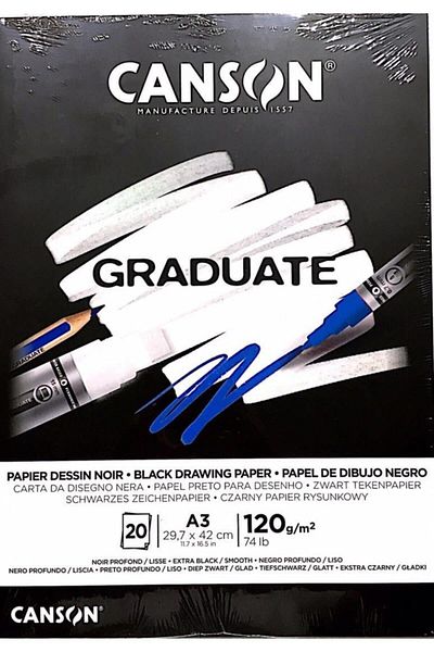 Canson Drawing Block Graduate Cangrad Black 20 Sy A3 120 Gr