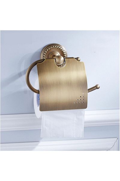 Fause Covered Toilet Paper Holder Vintage Antique Brass