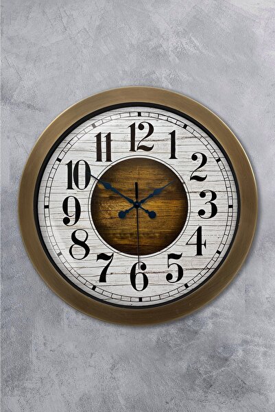 Platin Saat ساعة حائط خشبية بيضاء معدنية مقاس 36 سم