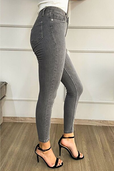 LİMABEL Gray Skinny Jeans Extra Slim Recovery Lycra High Waist Gray Jeans