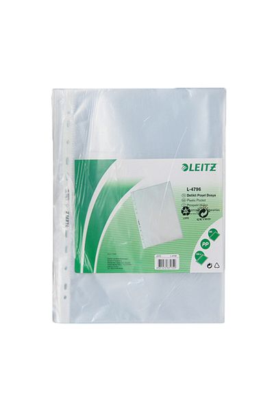 Leitz A4 Transparent Frosted Bag File - 100 Pieces, 4796-1-Li-Pkt