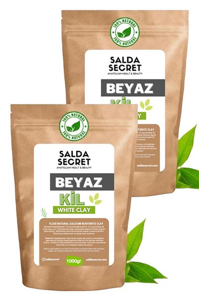 Salda Secret White Clay Natural Face Mask 1000 Gr X 2 Powder - Clay Mask - Indian Healing Clay