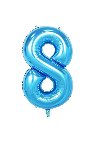 PARTİSERÜVENİ 8 أرقام بالون رقائق اللون الأزرق 40 بوصة (100 سم)