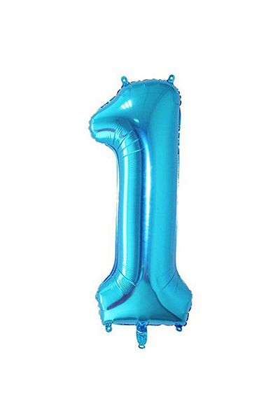 PARTİSERÜVENİ Number 1 Blue Color Foil Balloon 40 Inch (100 Cm)