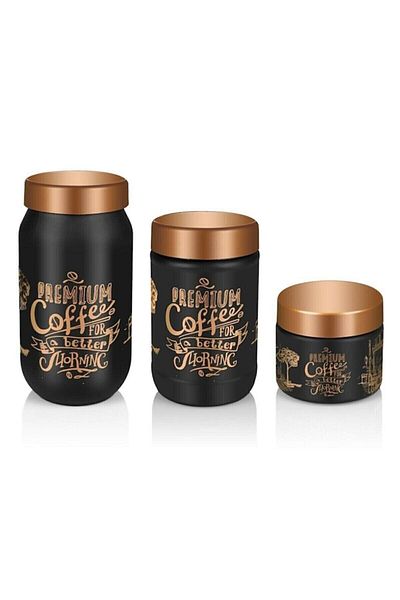 Cagla Homes 3-Piece Black Glass Food Storage Container