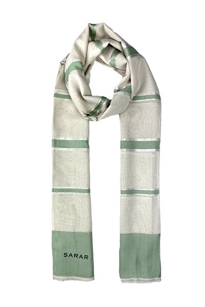 Sarar Kadın Fresh Lüks Pamuklu Şal 80x200 cm / Yeşil-Krem
