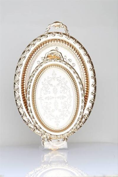 Dalgıç 2'li Oval Tepsi Gold