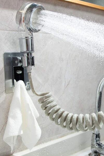 NEWSTORE HOME 2 In 1 Adjustable Movable Bathroom Kitchen Sink Faucet Shower Head With Spiral Hose