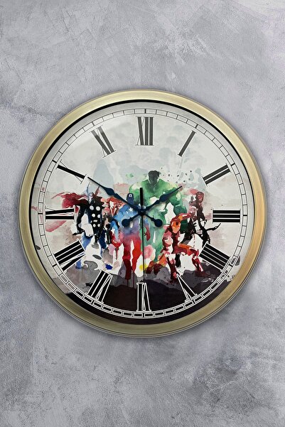 Platin Saat ساعة حائط معدنية عتيقة مقاس 40 سم للأبطال الخارقين
