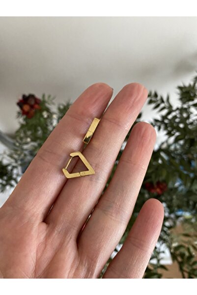 ACCESSORIES WORLD Çelik Gold Renk Kadın Erkek Üçgen Halka Küpe