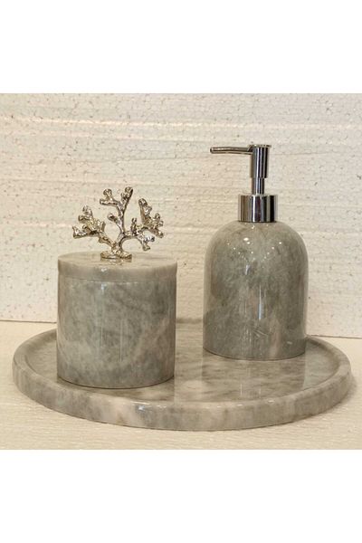 Polen Stone Gray Marble 3 Piece Bathroom Set
