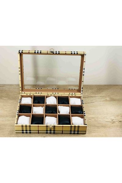 Kelepir Fırsatlar Stylish Modern Special for Women Domestic Production Handmade Yellow Plaid 15 Eyes Large Size Jewelry Watch Box