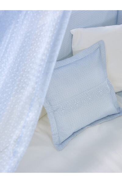 Meltem Smart Mondo Blue Cotton Baby Sleeping Set with Pearls 60X120 cm