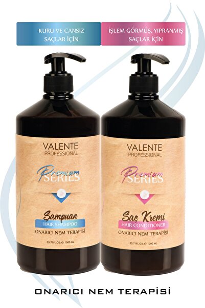 Valente Professional Yıpranmış Saçlar Için Onarıcı Nem Terapisi 1000ml 2'li Set