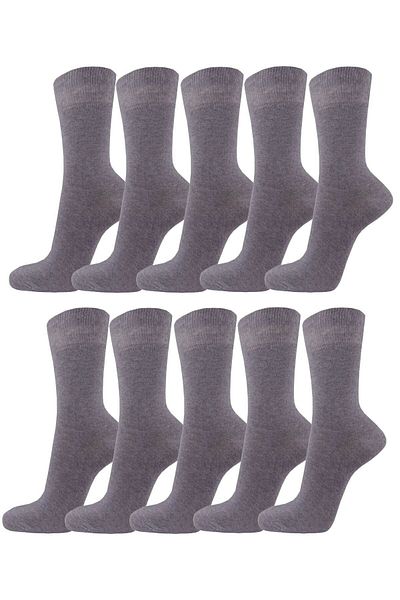 Meguca Socks Унисекс класически памучни чорапи Икономичен пакет от 10 части, сив