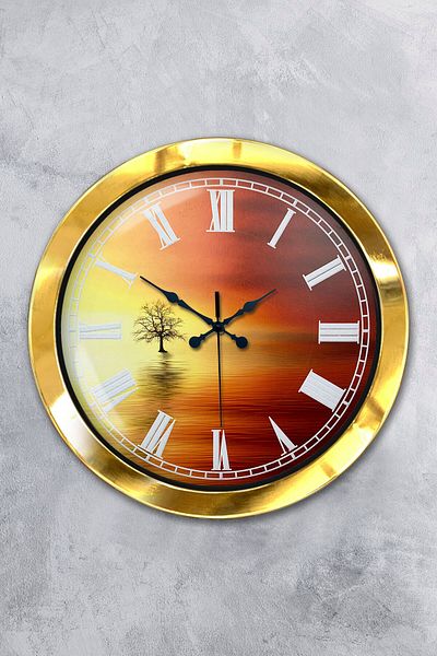 Kasva Concept 36 cm Gold Metal Sunset Wall Clock
