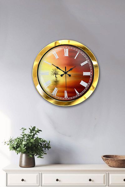 Kasva Concept 36 cm Gold Metal Sunset Wall Clock