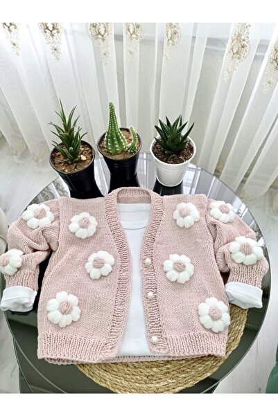 EL İŞİ El Örgüsü Papatyalı Kız Hırka