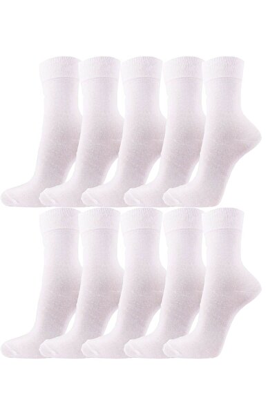 Meguca Socks Unisex Classic Cotton Socks 10 Pack Economical White