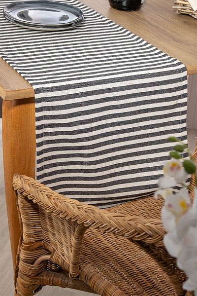 vivamaison Tesatura Neagra In Dungi 42x150 Cm Fata de Masa Runner