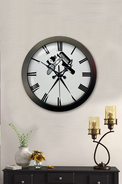 Kasva Concept Gift 36 cm Black Metal Hairdresser Wall Clock