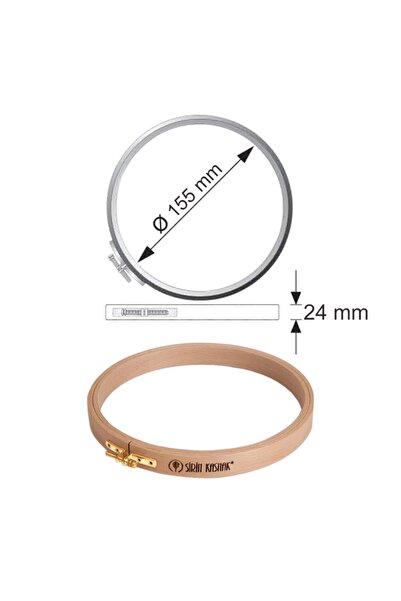 Şirin Kasnak Στρογγυλές Ξύλινες Τροχαλίες Κεντήματος με Βίδες - Διάμετρος 15,...