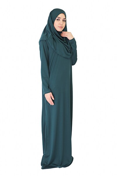 ZEHRANAZ NAMAZ ELBİSESİ Σκούρο σμαραγδί πράσινο φόρεμα προσευχής χωρίς φερμουάρ