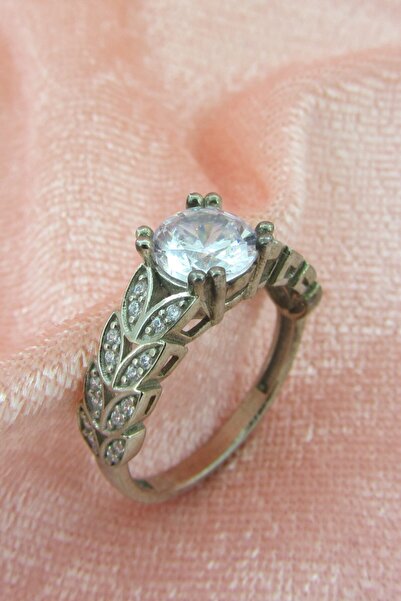 FSM ALYANS 925 Ayar Gümüş Başak Motifli Tektaş Yüzük