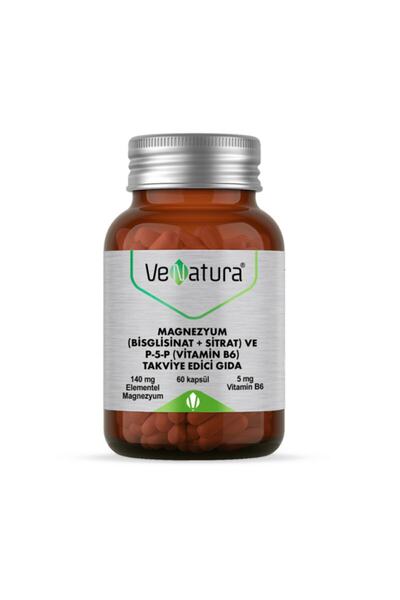 VeNatura Magnezyum (bisglisinat+sitrat) Ve P5p (vitamin B6) 60 Kapsül