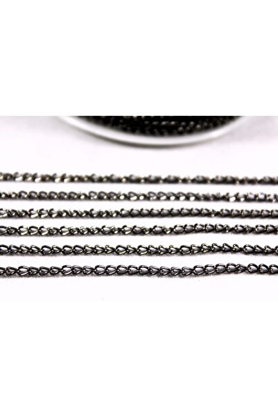 yfhobi 1 Metre - 0.60 Mm Kıvrık Zincir, Kolye Zinciri, Takı Zinciri, Siyah Ni...