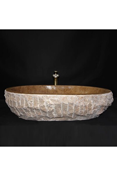 MYM Mermer Yapı Market Tasarım Noche Traverten Dikey Patlatma Lavabo