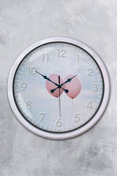 Kasva Concept Gift Decorative 52 cm White Metal Balloon Wall Clock