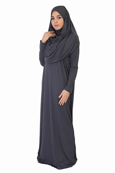 ZEHRANAZ NAMAZ ELBİSESİ Anthracite Gray Non-Zipper Prayer Dress