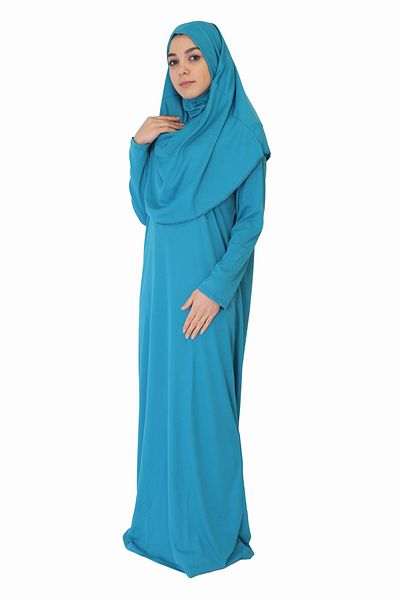 ZEHRANAZ NAMAZ ELBİSESİ Turquoise Non-Zipper Prayer Dress