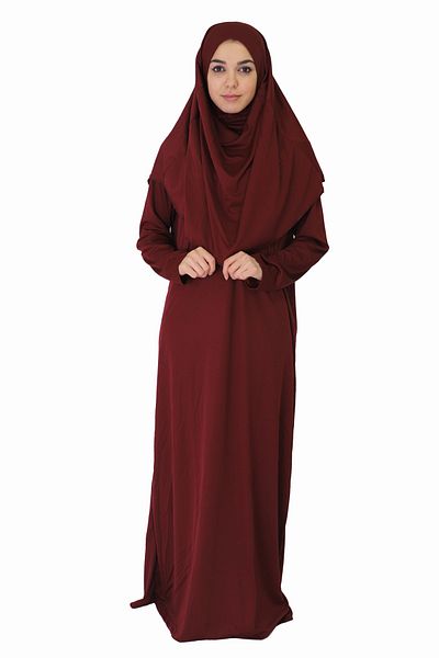 ZEHRANAZ NAMAZ ELBİSESİ Burgundy Non-Zipper Prayer Dress