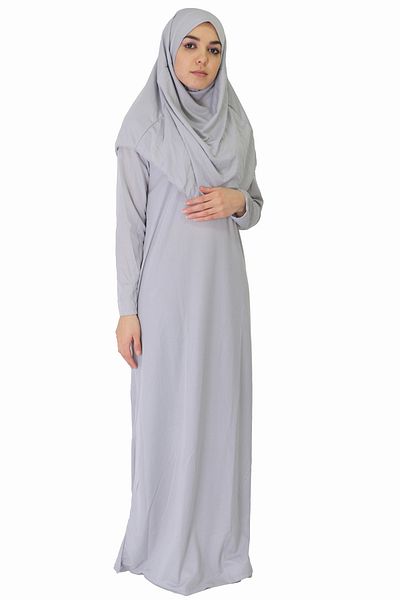 ZEHRANAZ NAMAZ ELBİSESİ Light Gray Non-Zipper Prayer Dress