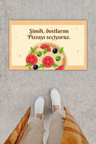 Dormot Home Covoraș decorativ pentru ușă cu pulbere de pizza cu imprimare dig...