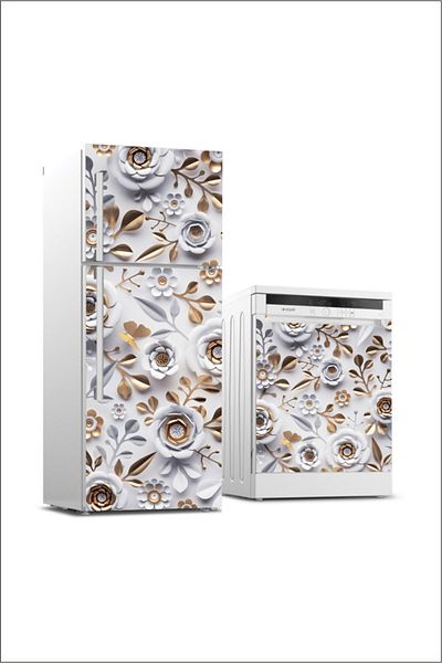 efekt reklam Refrigerator And Dishwasher Cover Plating Gold Flower Self Adhesive Sticker Foil Coating