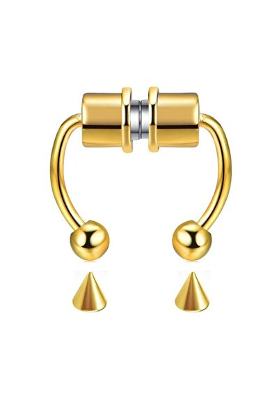 RYSO 316 Cerrahi Çelik Gold Kaplama Mıknatıslı Fake Sahte Septum Piercing