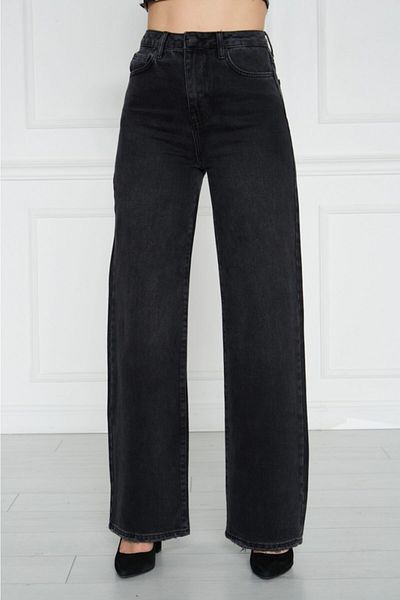 Bella denim Καπνιστό ψηλόμεσο παντελόνι τζιν με φαρδύ πόδι