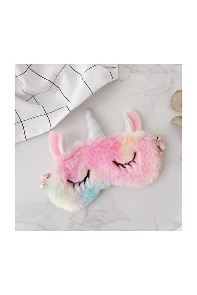 Genel Markalar Kadın Pembe Unicorn Figürlü Peluş Uyku Göz Bandı