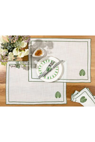English Home Desire Soapman Tropical Poliester Set de 2 - American Service, 35x50 cm, alb-verde