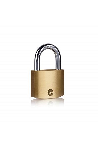 Yale Y110B/50/126/1 Brass Padlock 50mm Standard Protection Hardened Steel Ring
