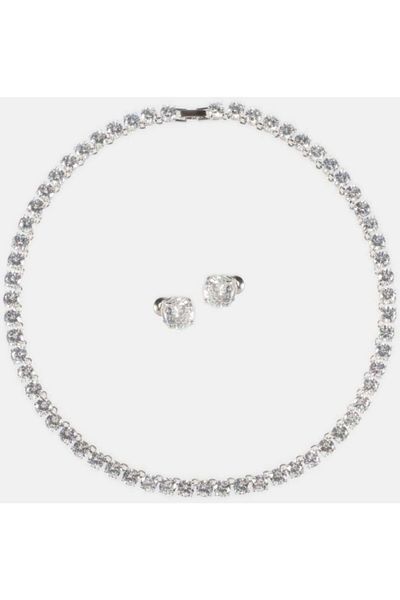 MK MODA ATELİER Waterway Crystal Stone A Quality Evening Dress Necklace Set