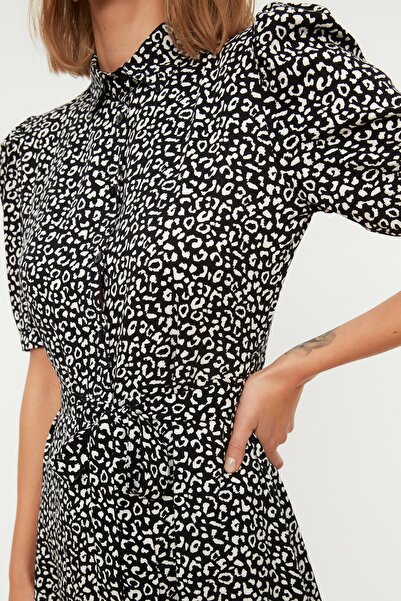 Trendyol Collection Multicolor Patterned Belted Midi Woven Viscose Shirt Dress TWOSS20EL1559