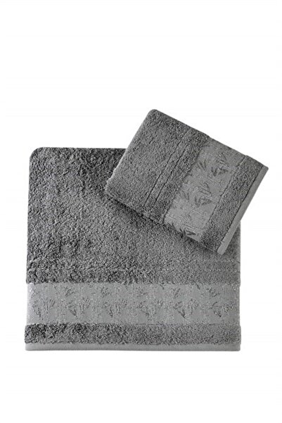 Pupilla Collection Kristal Bambu 2'Li Banyo Havlu Seti (50*90+70*140) - Gri