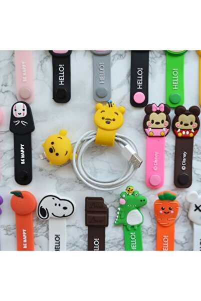 Mi7a Sevimli Silikon Kablo Toparlayıcı Şarj Aleti Kulaklık Için 3'lü Set