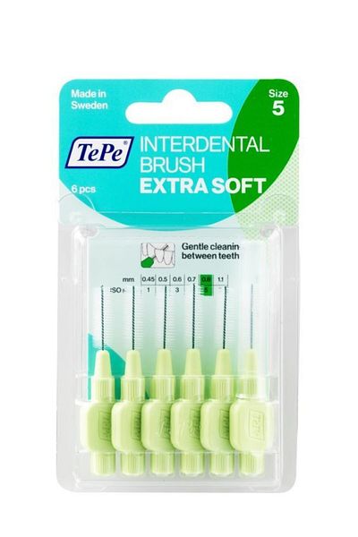 TePe Interface Brush Blister 6 Pieces Extra Soft Soft Green 0,8 Mm